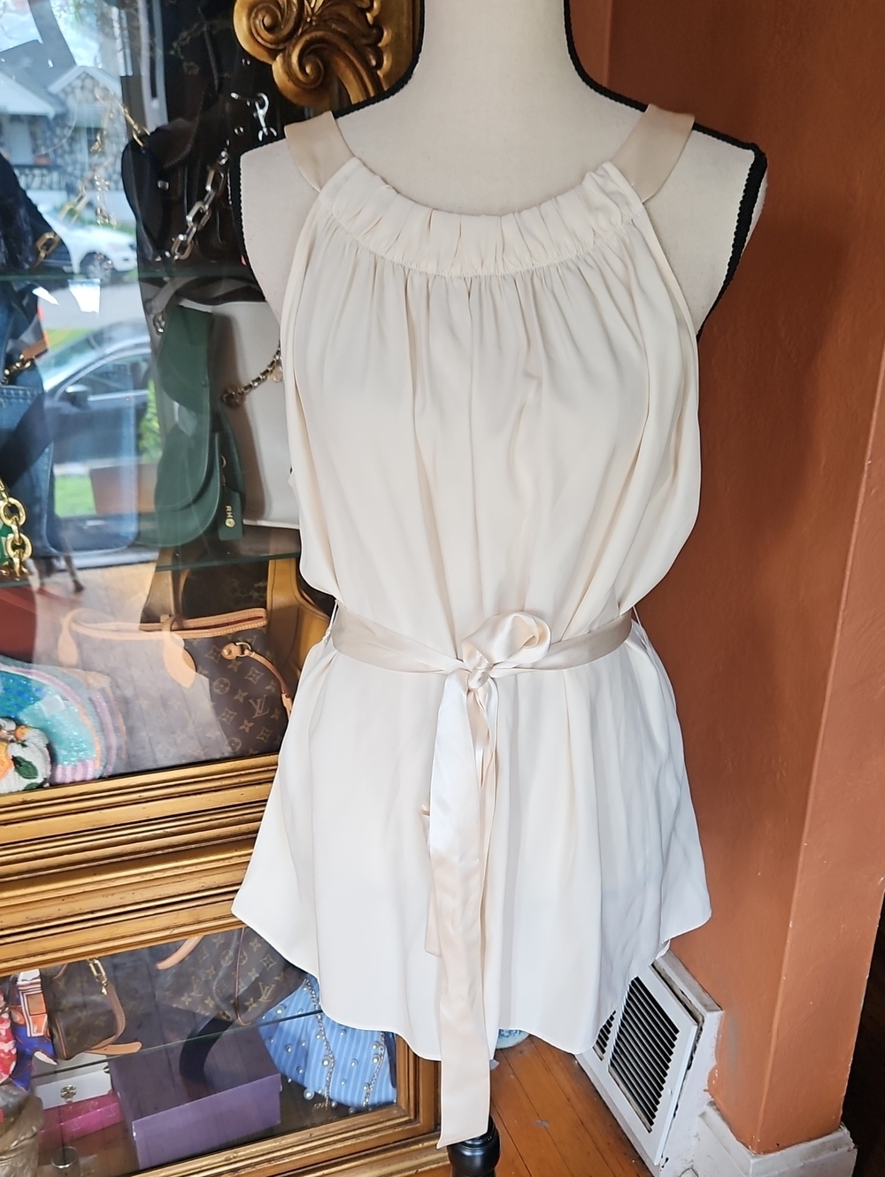 Lafayette 148 New York Cream Satin Tunic with Sash
